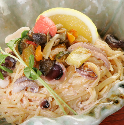 シーフードと明太子クリームパスタセット